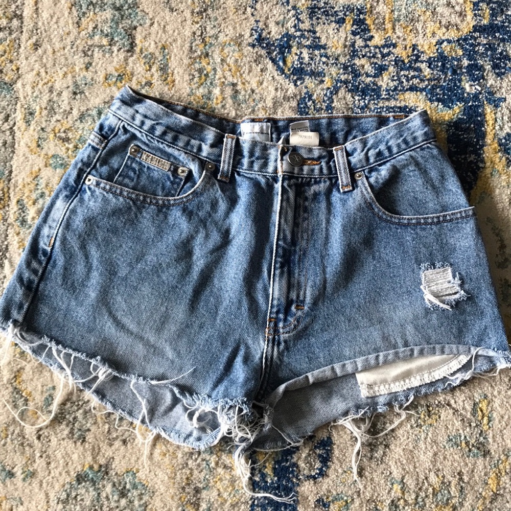 Cut off high waisted Calvin Klein denim shorts